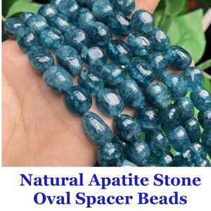 Natural Apatite Stone Oval Spacer Beads 9 x 11 mm  15" Strand
